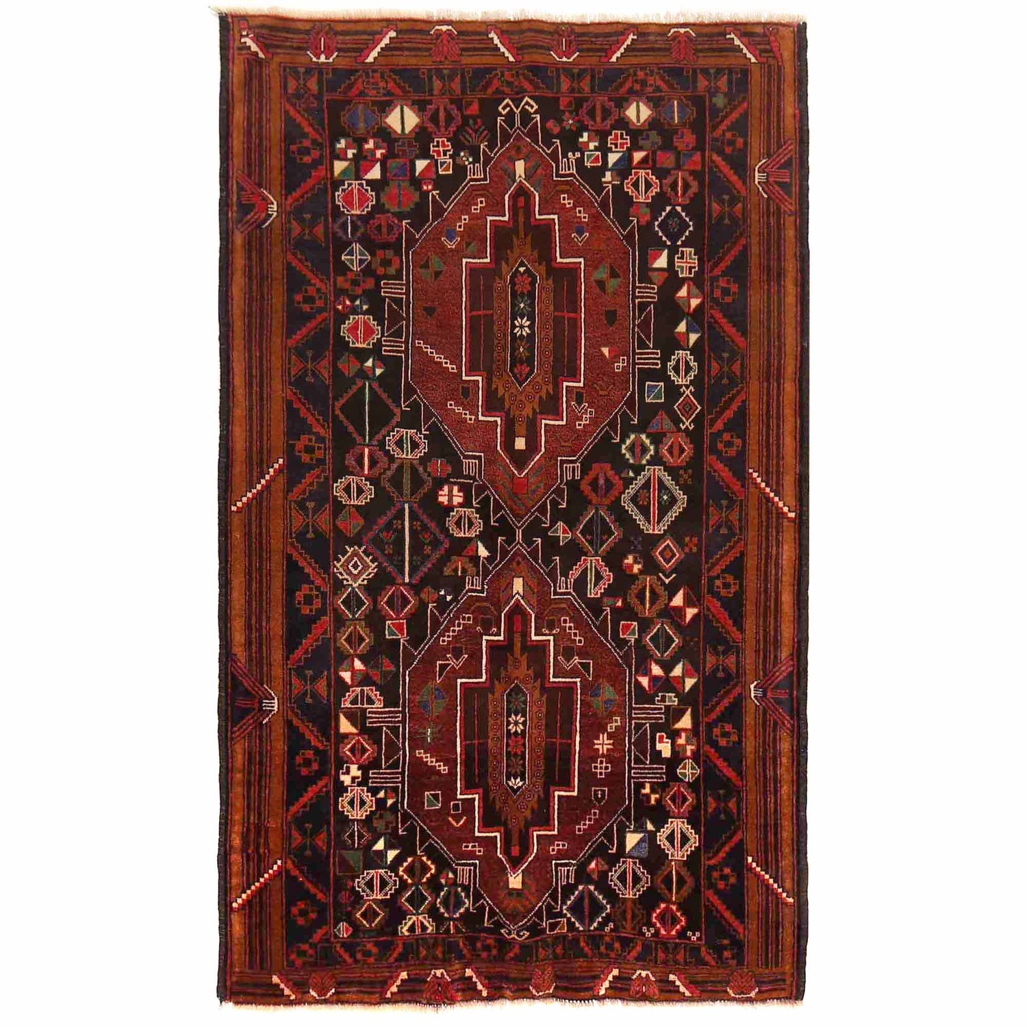 Tribal Baloch Rug 3' 8" x 6' 1" ft / 111 x 186 cm - No. R19936