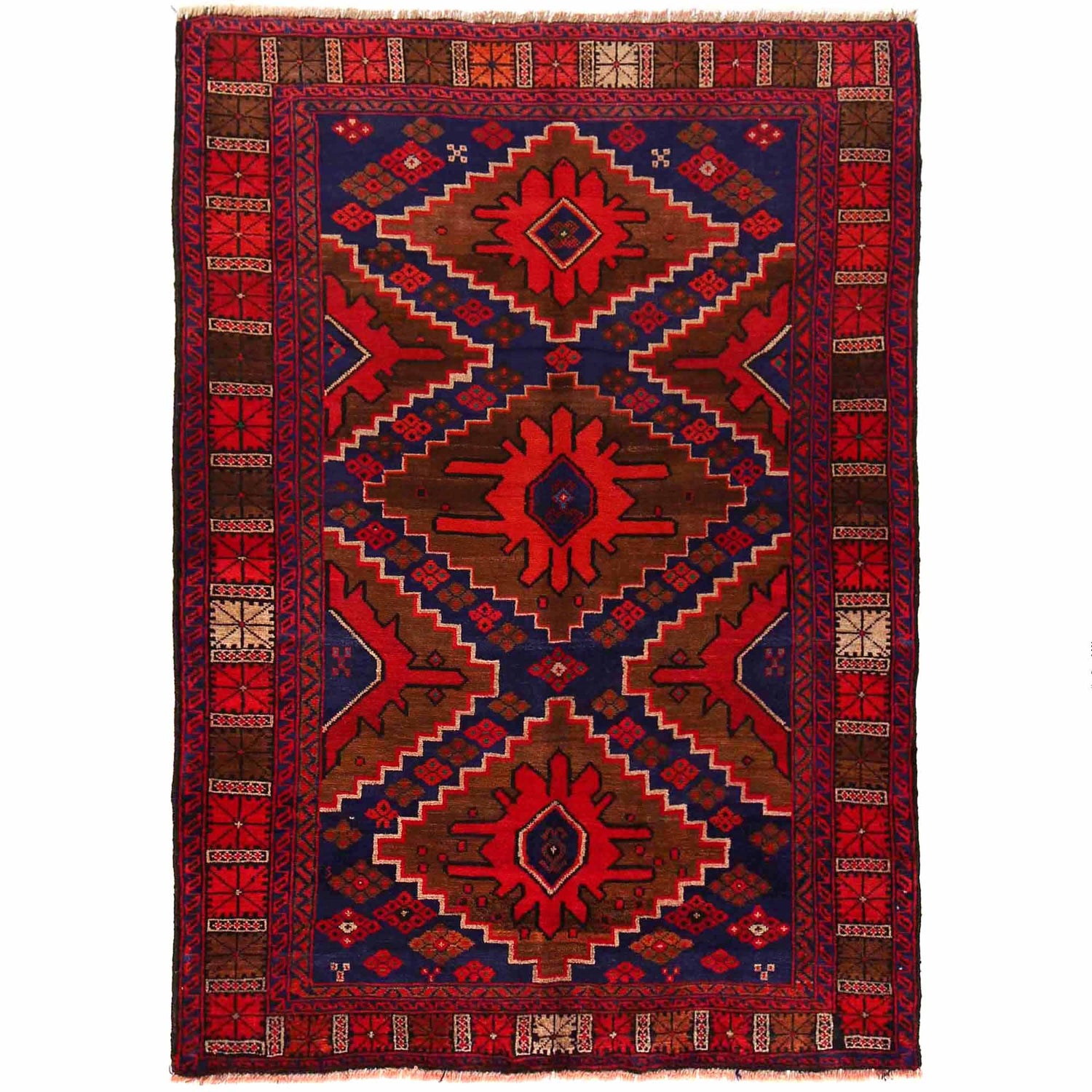 Tribal Baloch Rug 4' 5" x 6' 2" ft / 134 x 188 cm - No. R19938