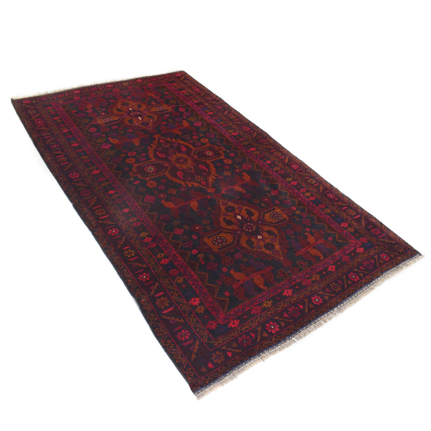Handmade Baluchi Rug 4' 1" x 7' 3" ft / 124 x 220 cm - No. R19960