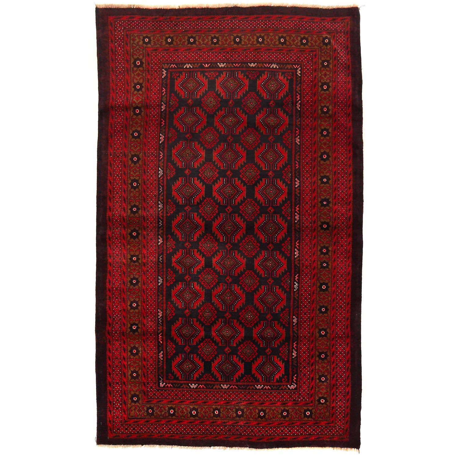 Tribal Baloch Rug 4' 1" x 6' 10" ft / 125 x 208 cm - No. R19961