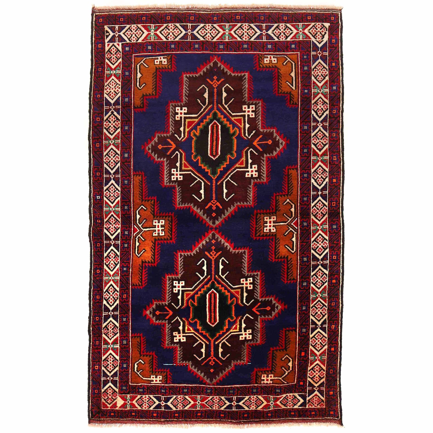 Tribal Baloch Rug 4' 0" x 6' 5" ft / 121 x 196 cm - No. R19964