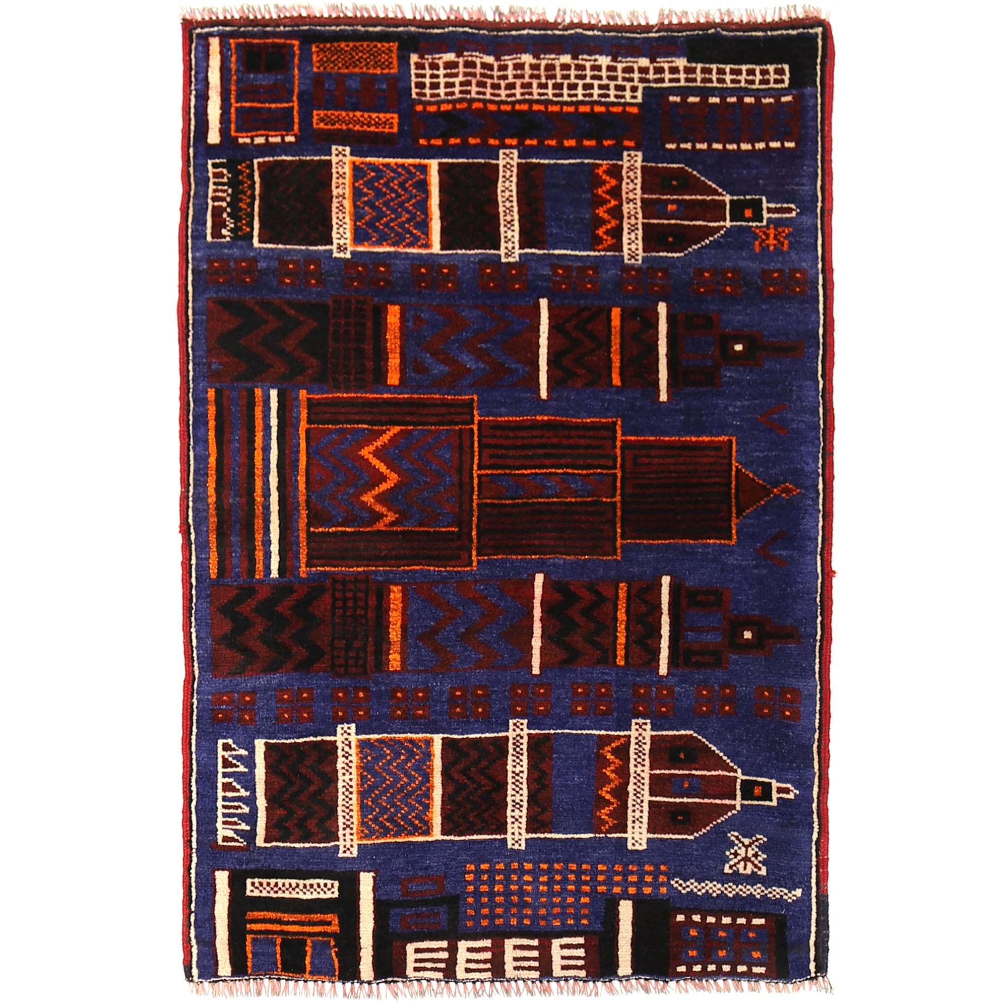 Handmade Pictorial Carpet 2' 11" x 4' 2" ft / 89 x 128 cm - No. R20076