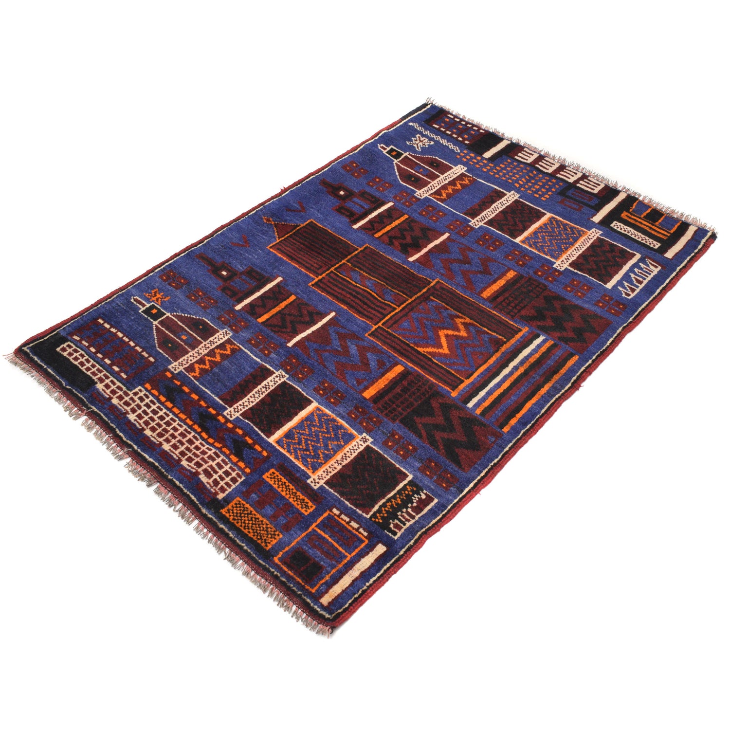 Handmade Pictorial Carpet 2' 11" x 4' 2" ft / 89 x 128 cm - No. R20076