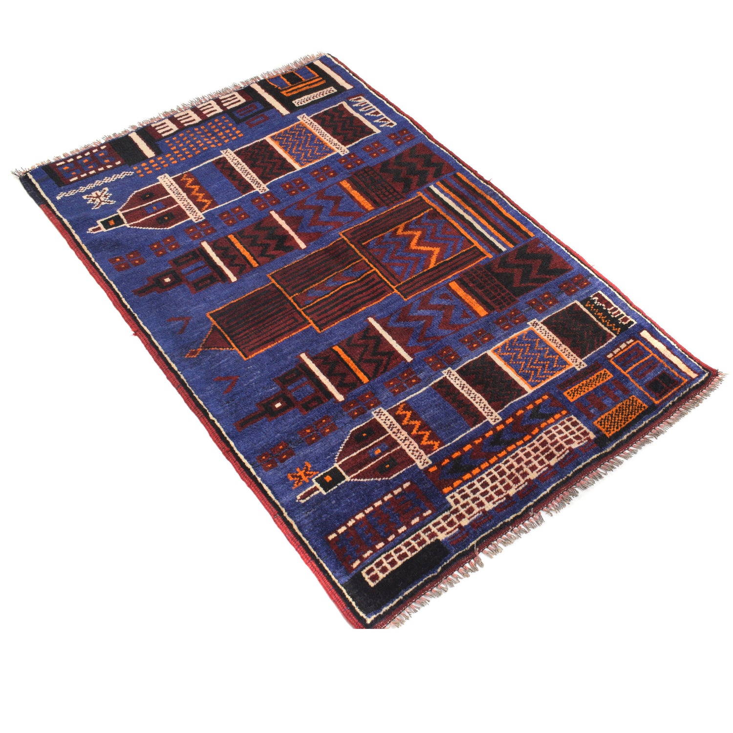 Handmade Pictorial Carpet 2' 11" x 4' 2" ft / 89 x 128 cm - No. R20076