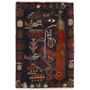 Blue Color War Rug 2' 1" x 3' 1" ft / 63 x 95 cm - No. R21370