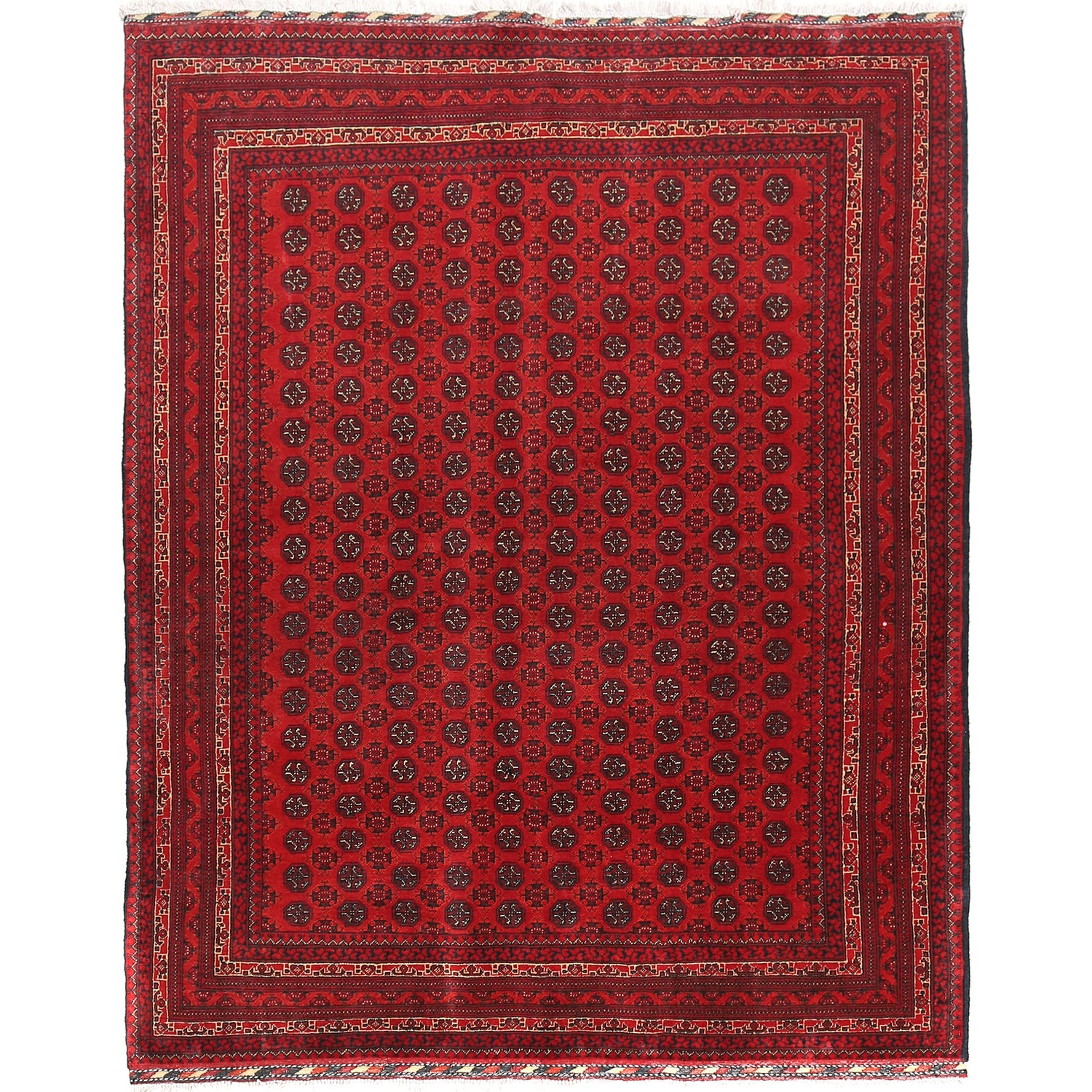 Deep Red Color Khoja Roshnai Area Rug 5' 0" x 6' 6" ft / 153 x 198 cm - No. R21453