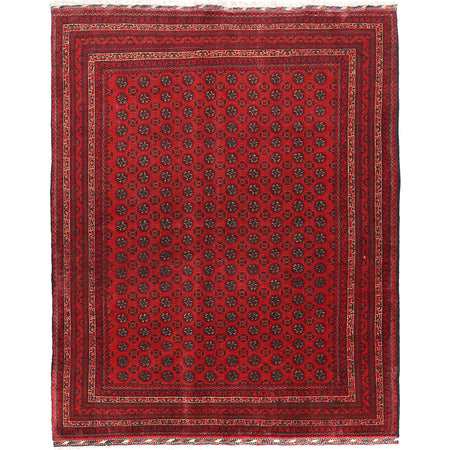 Deep Red Color Khoja Roshnai Area Rug 5' 0" x 6' 6" ft / 153 x 198 cm - No. R21453