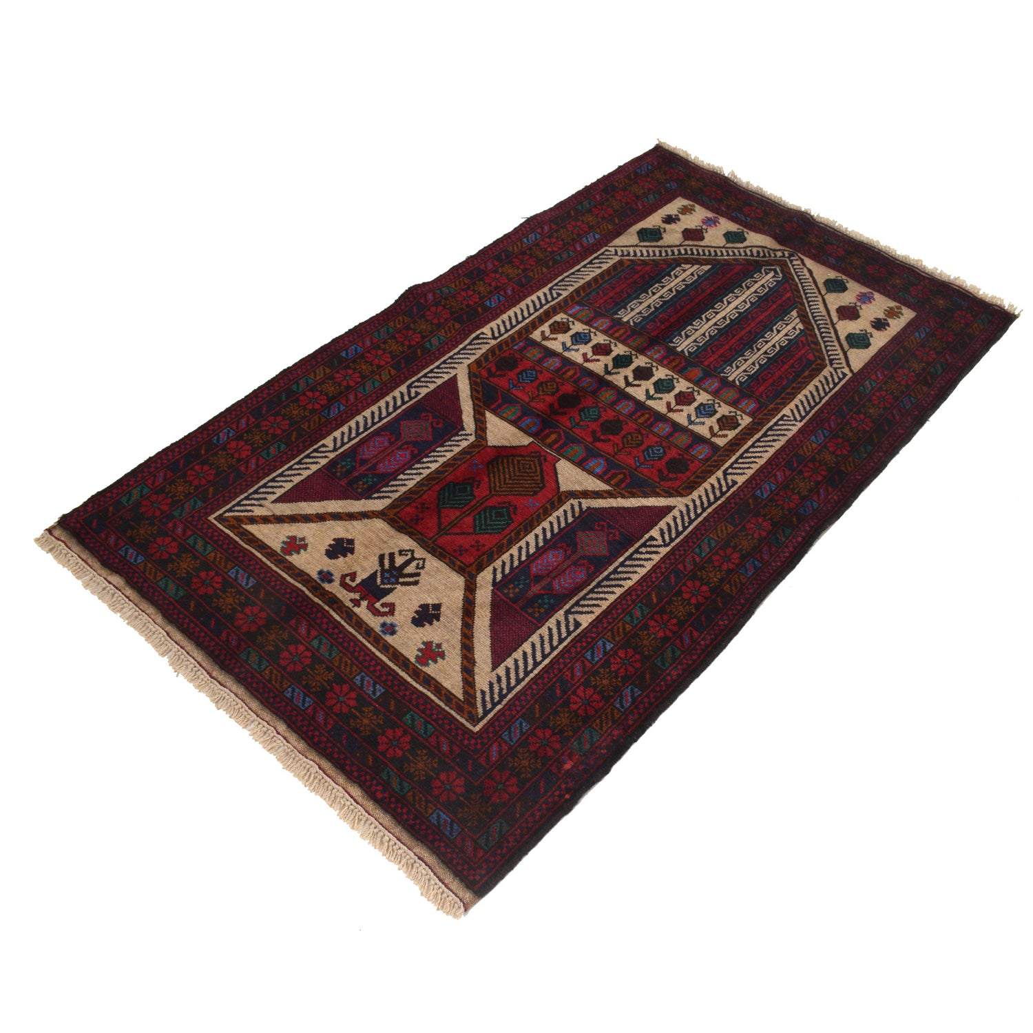 Hand Knotted Prayer Rug 3' 0" x 5' 2" ft / 92 x 157 cm - R21512