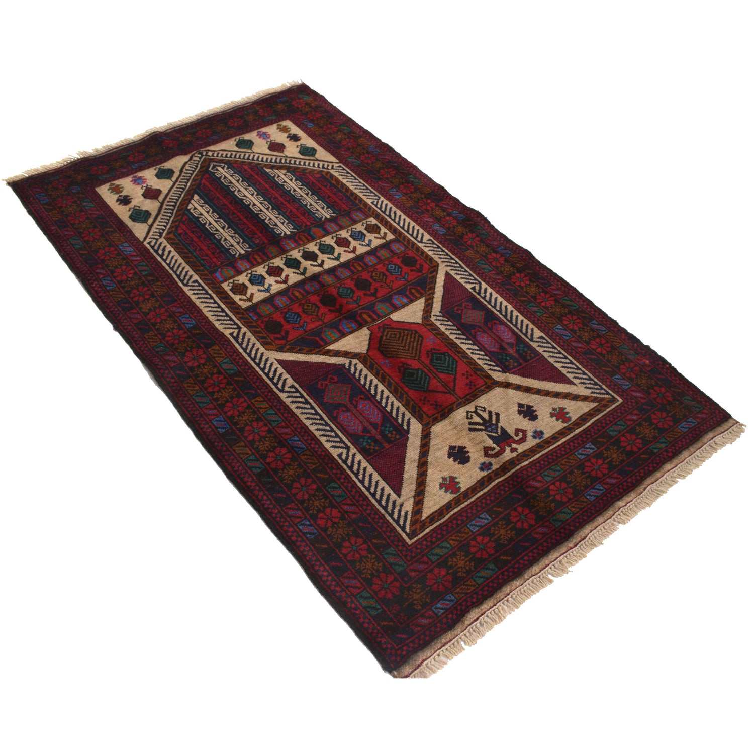 Hand Knotted Prayer Rug 3' 0" x 5' 2" ft / 92 x 157 cm - R21512