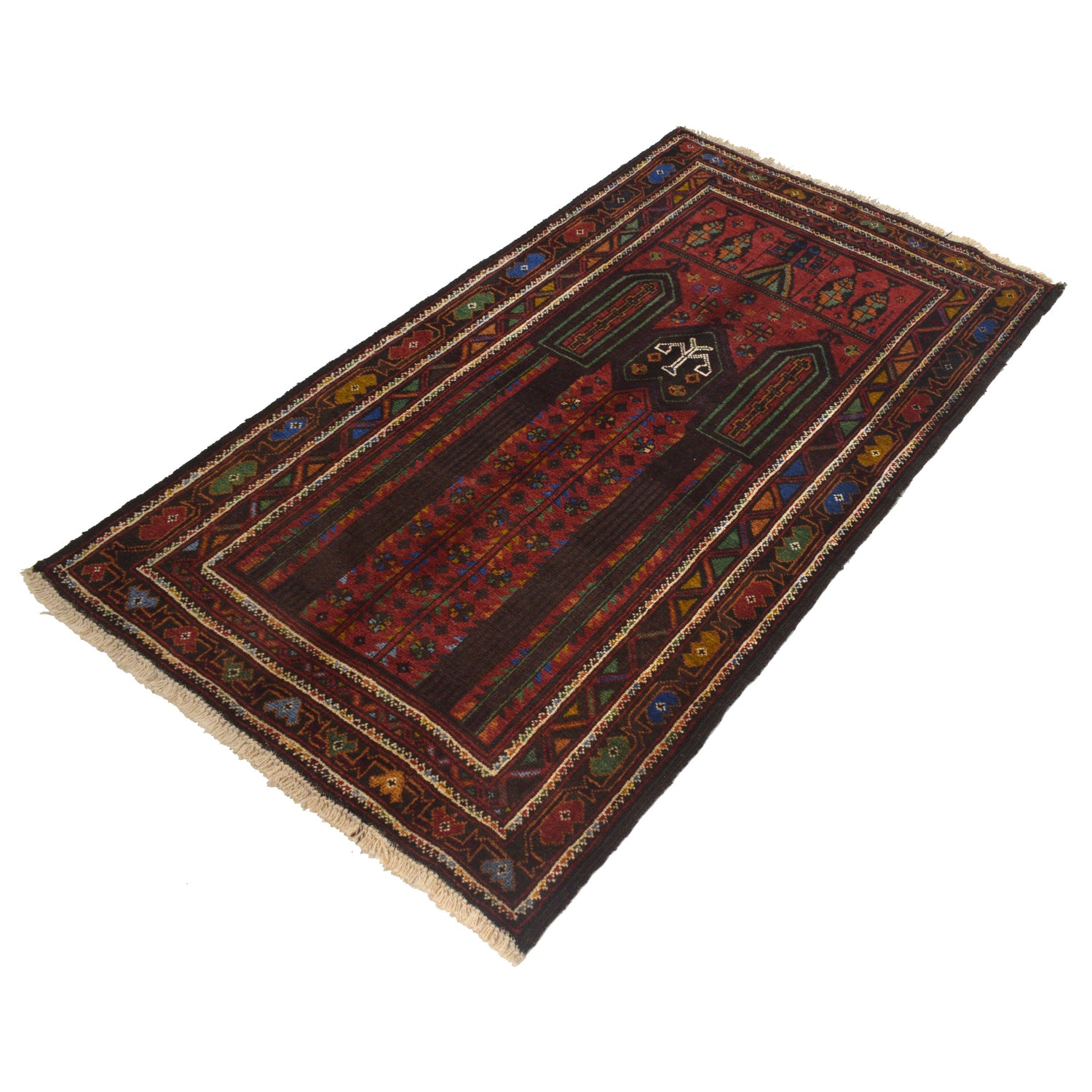 Hand Knotted Prayer Rug 2' 11" x 4' 7" ft / 88 x 140 cm - R21514