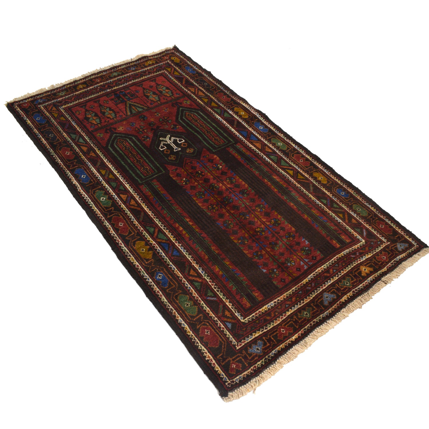 Hand Knotted Prayer Rug 2' 11" x 4' 7" ft / 88 x 140 cm - R21514