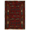 Deep Red Color War Rug 2' 0" x 2' 10" ft / 62 x 87 cm - No. R21555