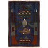 Blue Color War Rug 1' 10" x 2' 8" ft / 57 x 82 cm - No. R21662