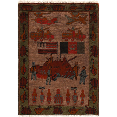 Brown War Rug 2' 0" x 2' 9" ft / 60 x 85 cm - No. R21666