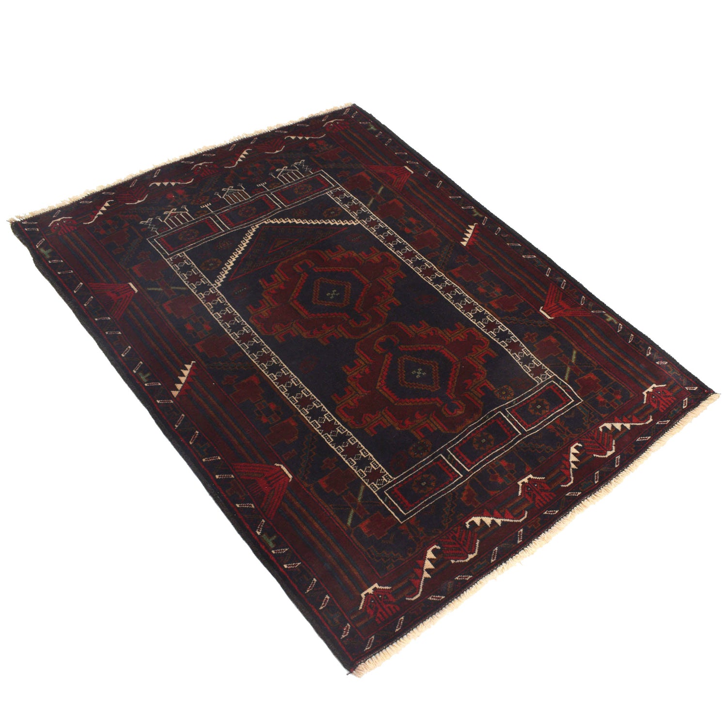 Hand Knotted Prayer Rug 3' 3" x 4' 4" ft / 98 x 133 cm - R21990