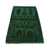 Green Overdyed Prayer Area Rug 2' 10" x 4' 5" ft / 87 x 135 cm - No. R22812