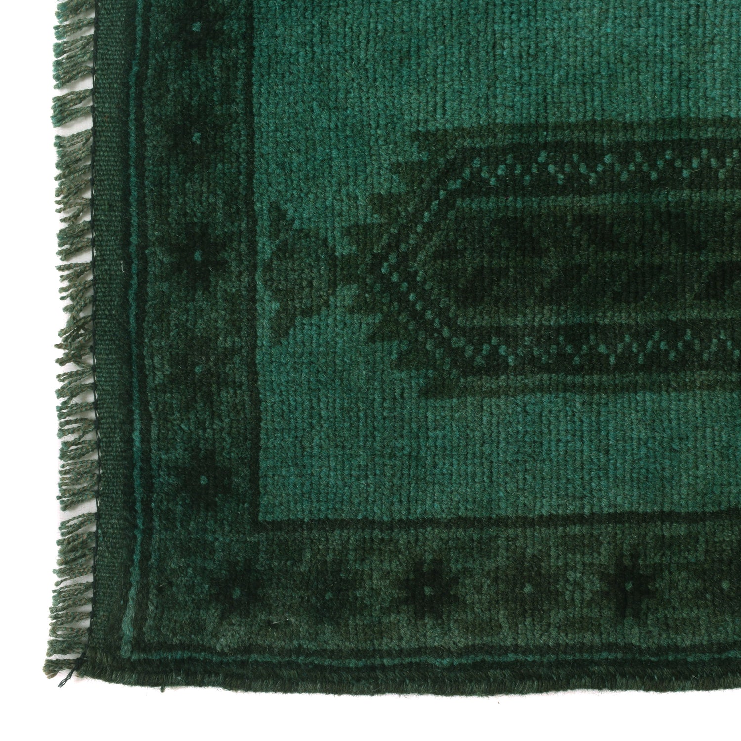 Green Overdyed Prayer Area Rug 2' 10" x 4' 5" ft / 87 x 135 cm - No. R22812