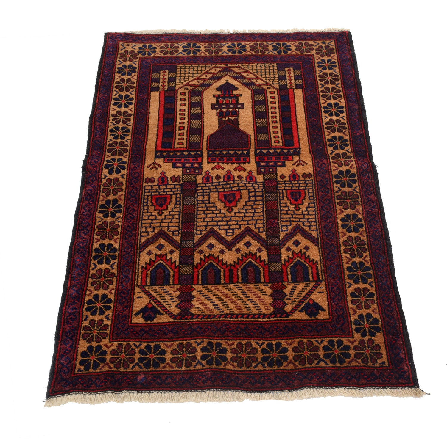 Handmade Prayer Rug 2' 6" x 4' 2" ft / 77 x 128 cm - No. R23703