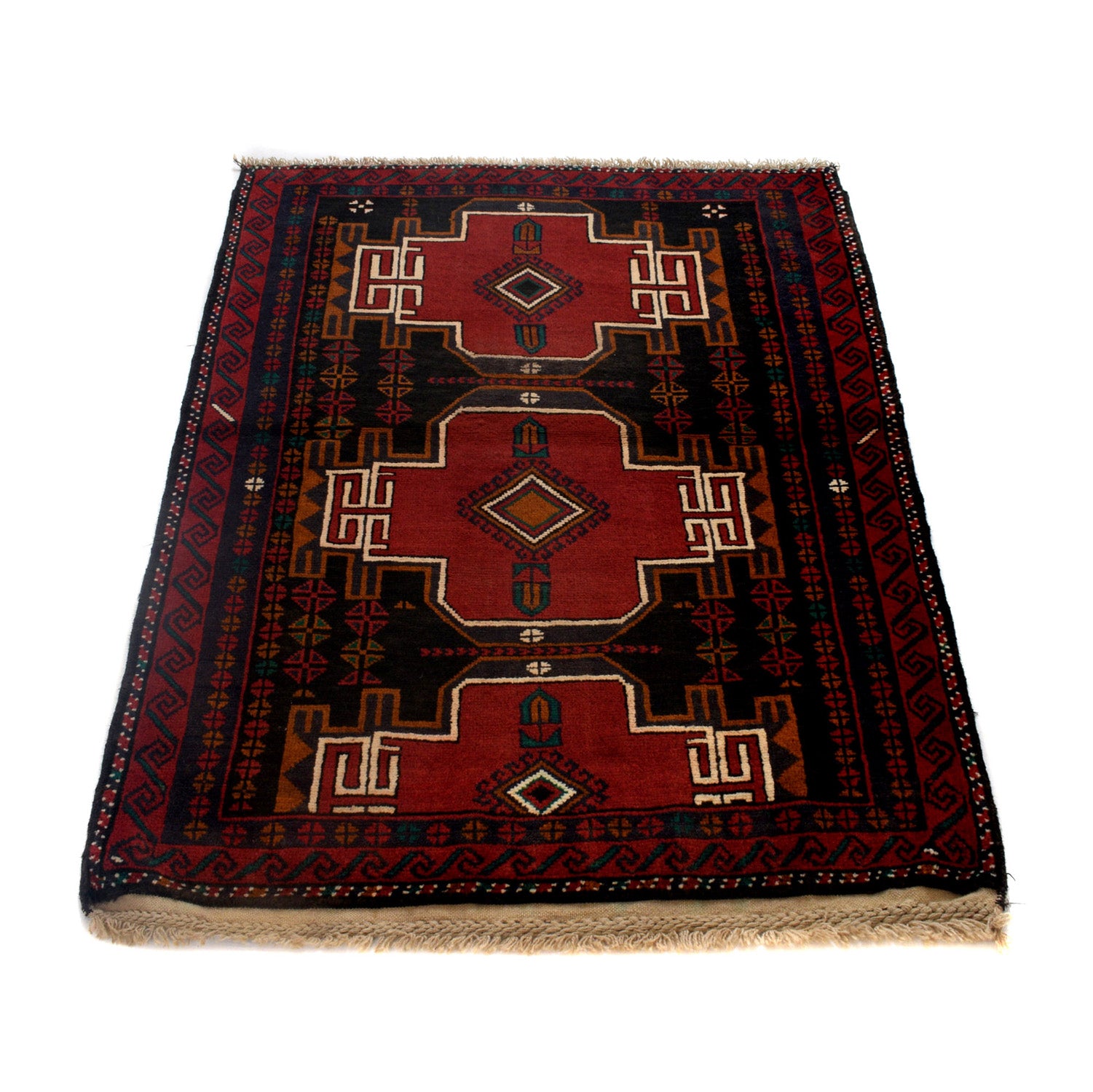 Hand Knotted Baluchi Rug 3' 3" x 4' 4" ft / 100 x 133 cm - No. R24196