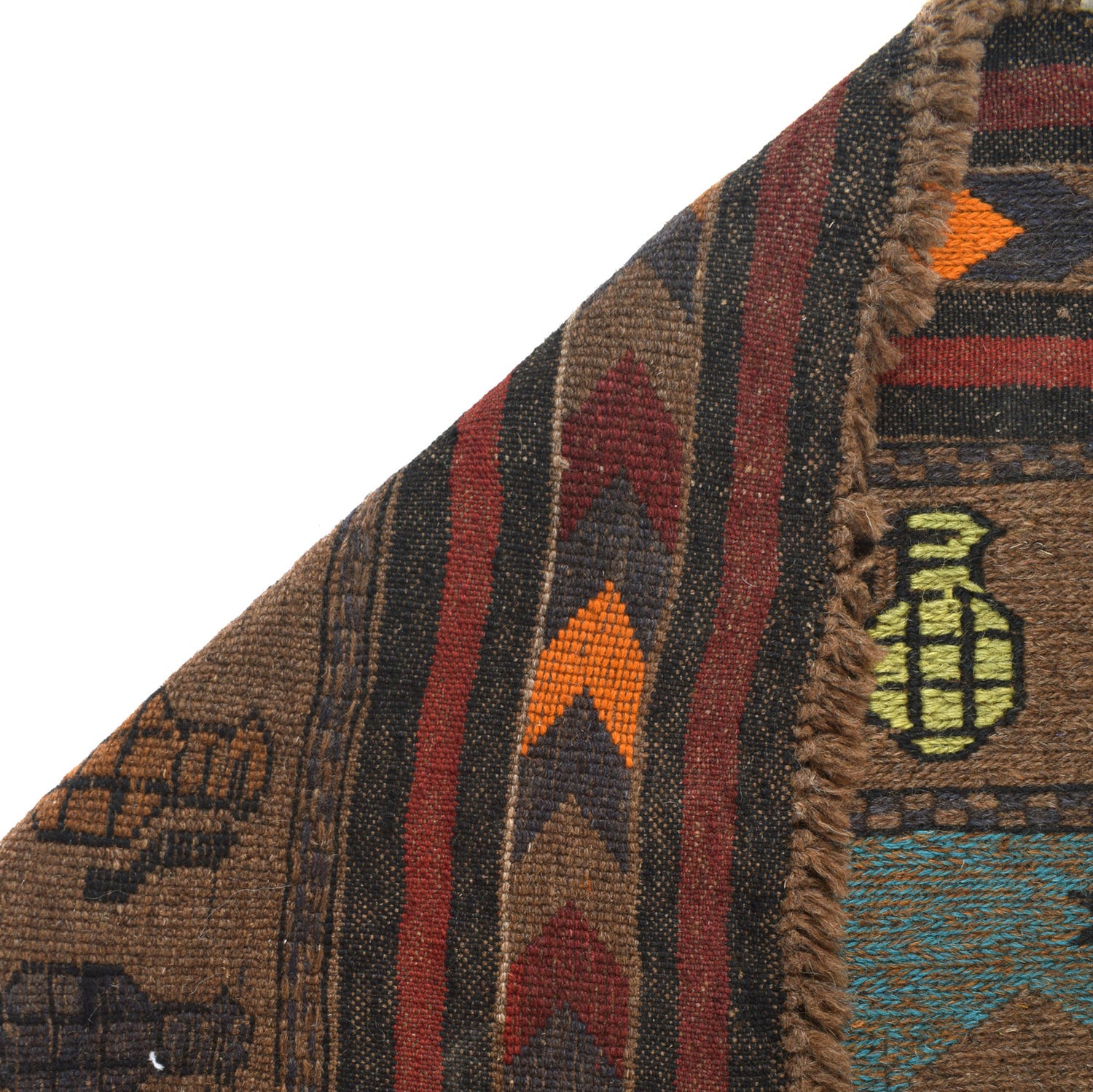 Afghan War Kilim – Military Design 2' 9" x 4' 8" ft / 84 x 142 cm - No. R24919