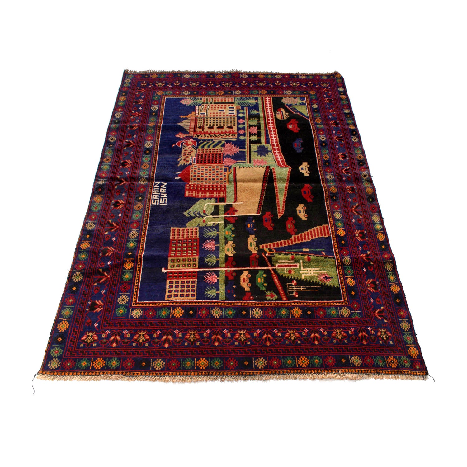 Handmade Pictorial Carpet 4' 3" x 6' 6" ft / 130 x 198 cm - No. R25331