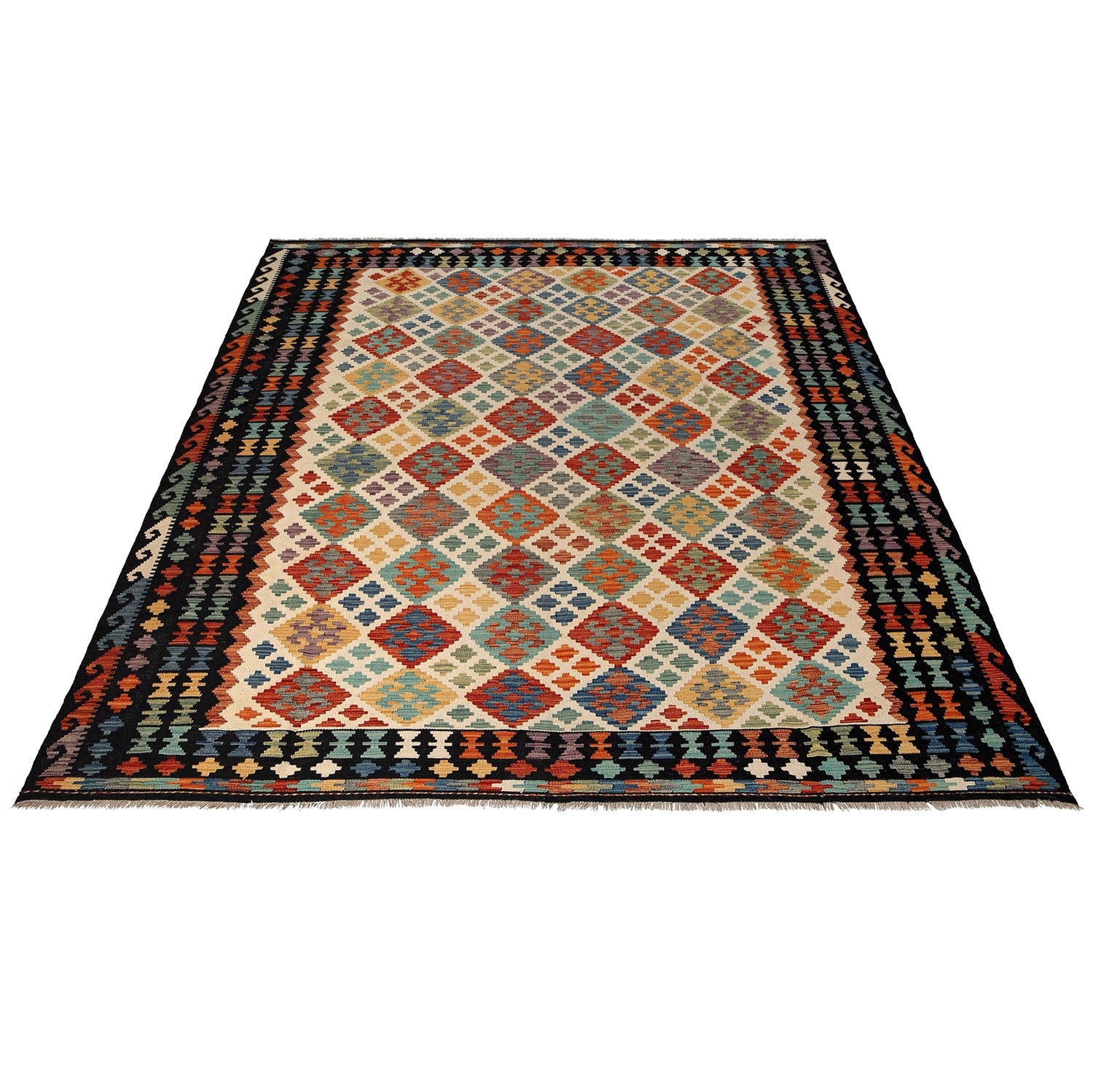 Handmade Turkish Design Wool Kilim 8' 3" x 9' 9" ft / 251 x 297 cm - No. R26100