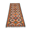 Colorful Flat-Weave Wool Kilim Runner 2' 2" x 6' 6" ft / 67 x 197 cm - No. R26151