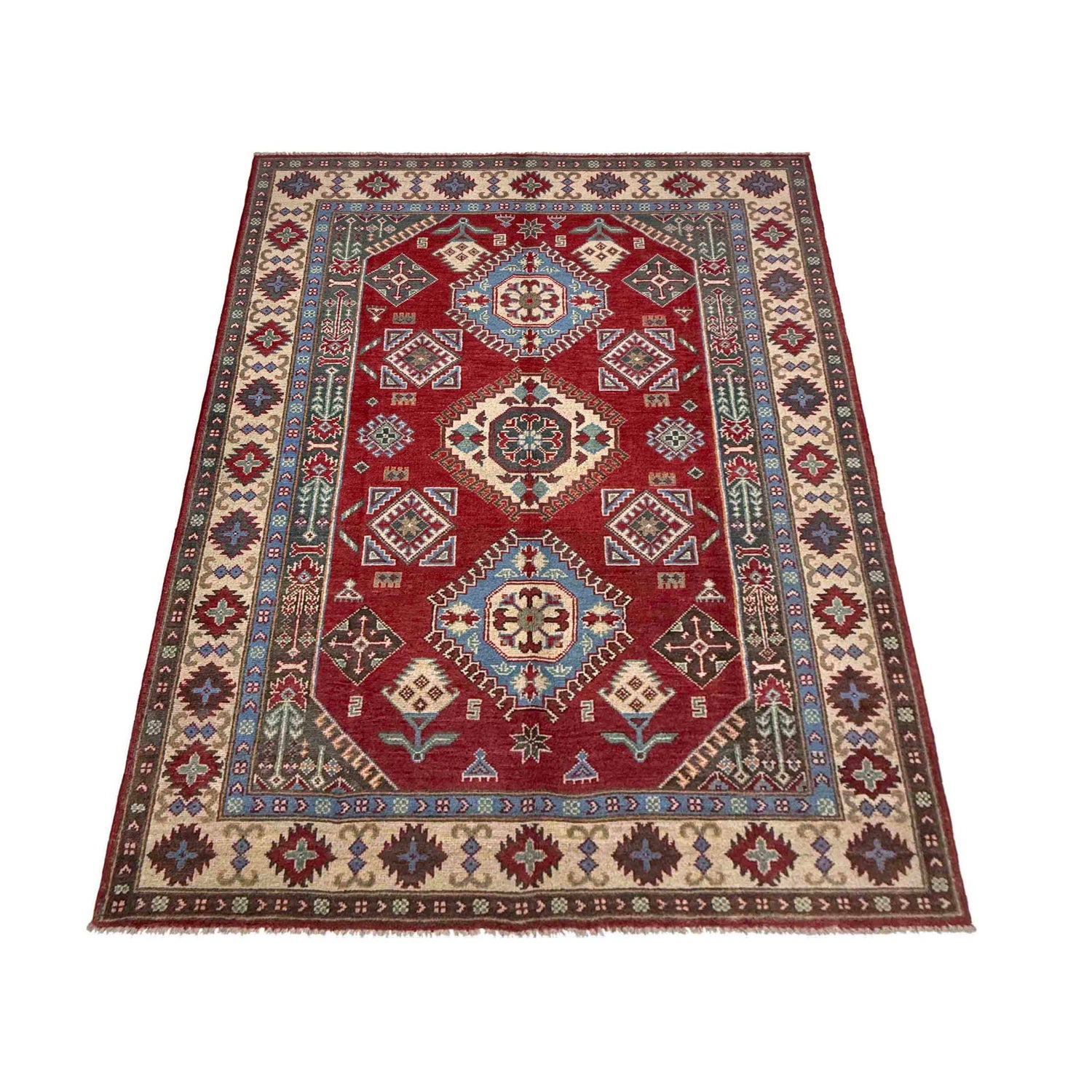 Hand knotted Kazak Carpet 4' 10" x 7' 8" ft / 148 x 234 cm - No. R37363