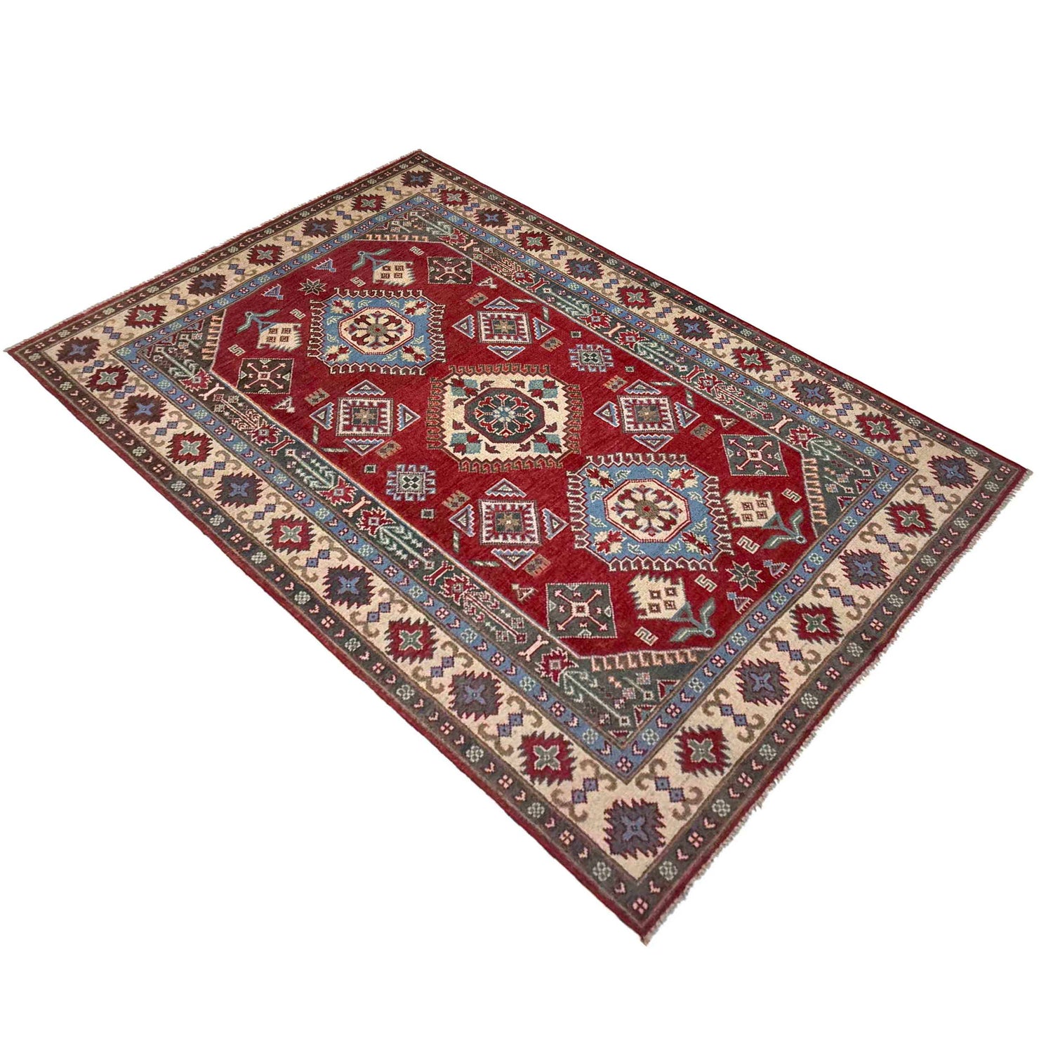 Hand knotted Kazak Carpet 4' 10" x 7' 8" ft / 148 x 234 cm - No. R37363