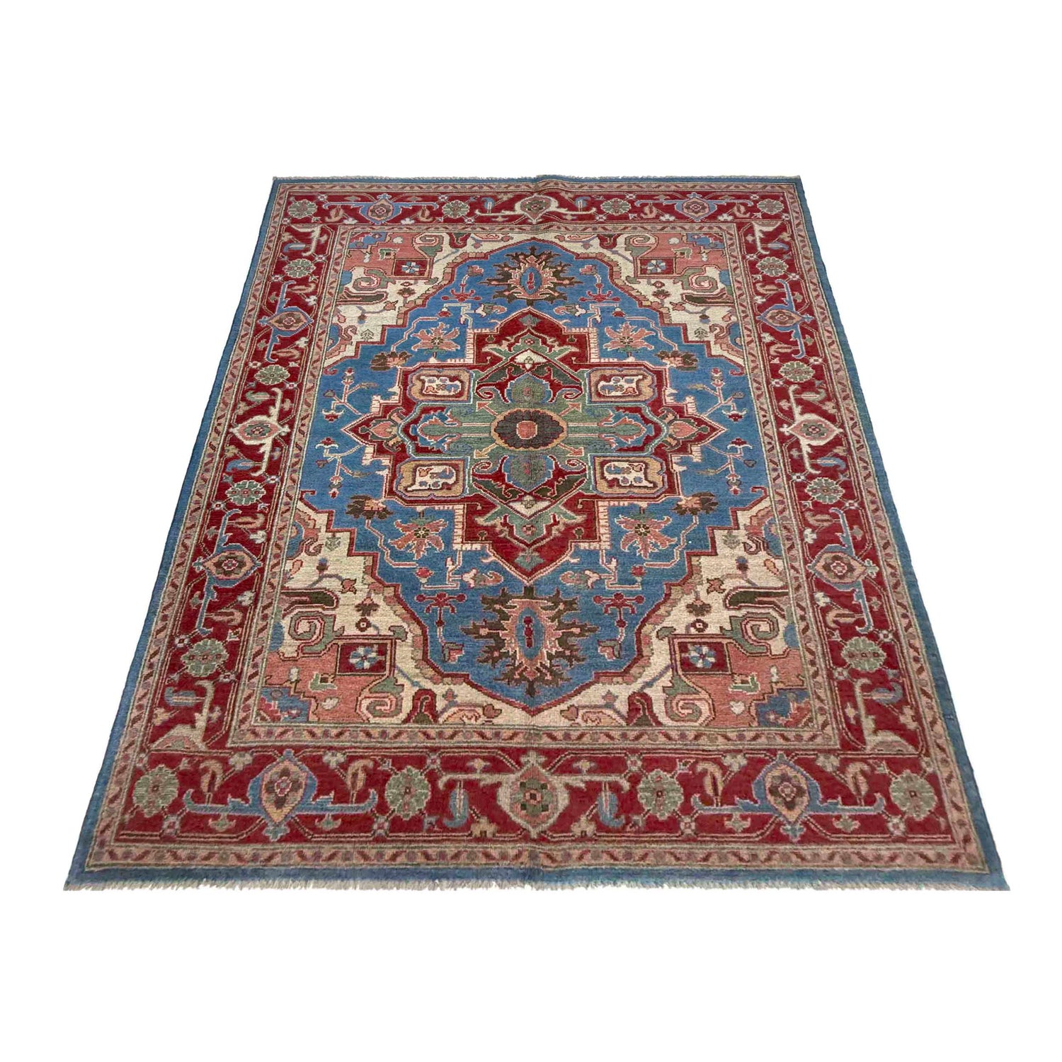 Hand Knotted Persian Heriz Area Rug 4' 11" x 6' 11" ft / 149 x 210 cm - No. R37364