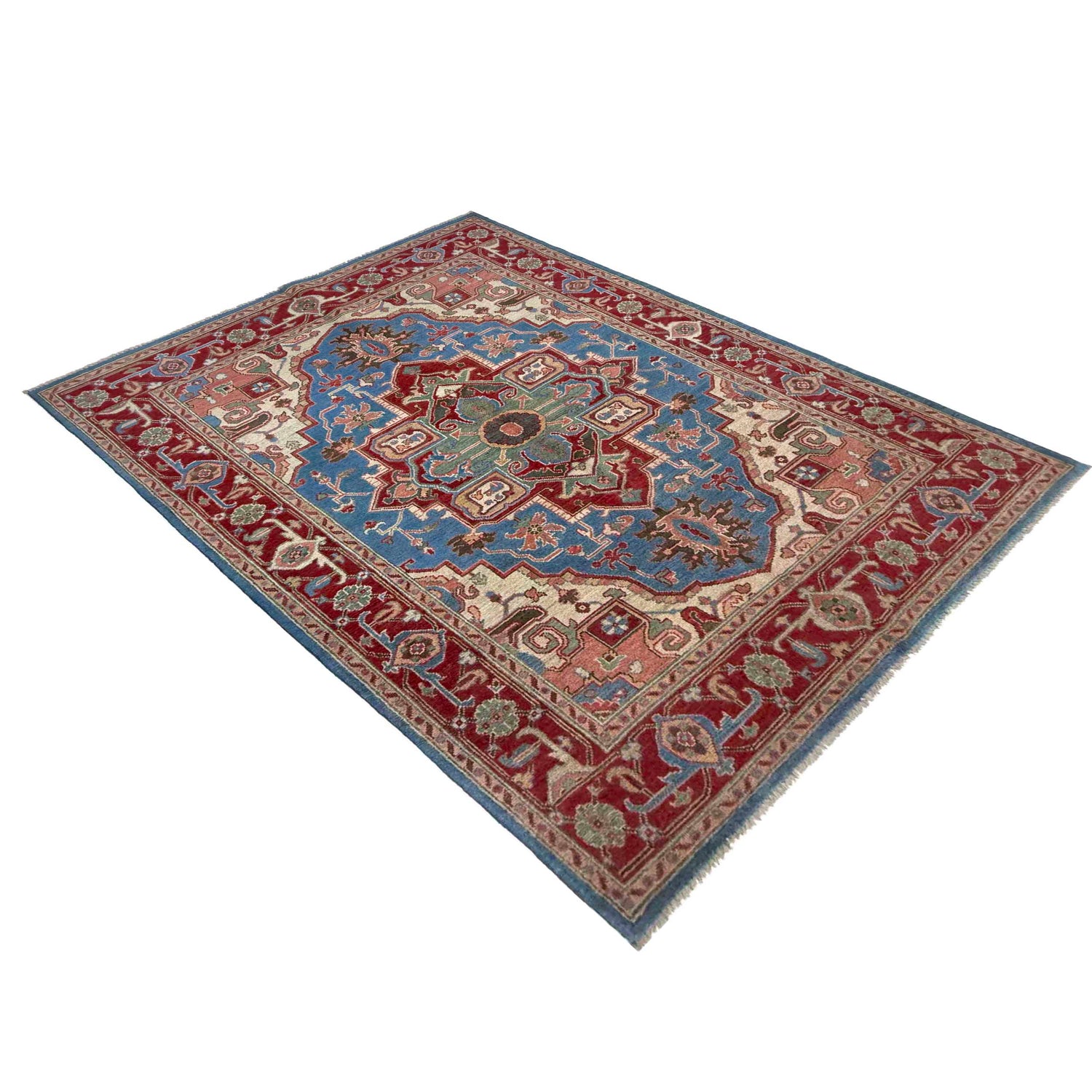 Hand Knotted Persian Heriz Area Rug 4' 11" x 6' 11" ft / 149 x 210 cm - No. R37364