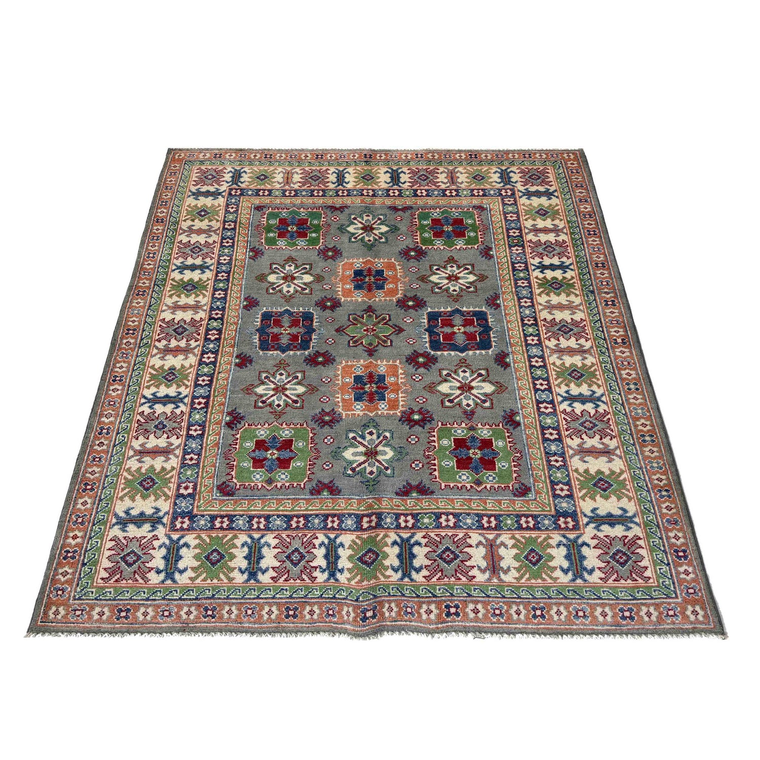 Gray Color Kazak Rug 4' 11" x 6' 6" ft / 149 x 199 cm - No. R37365