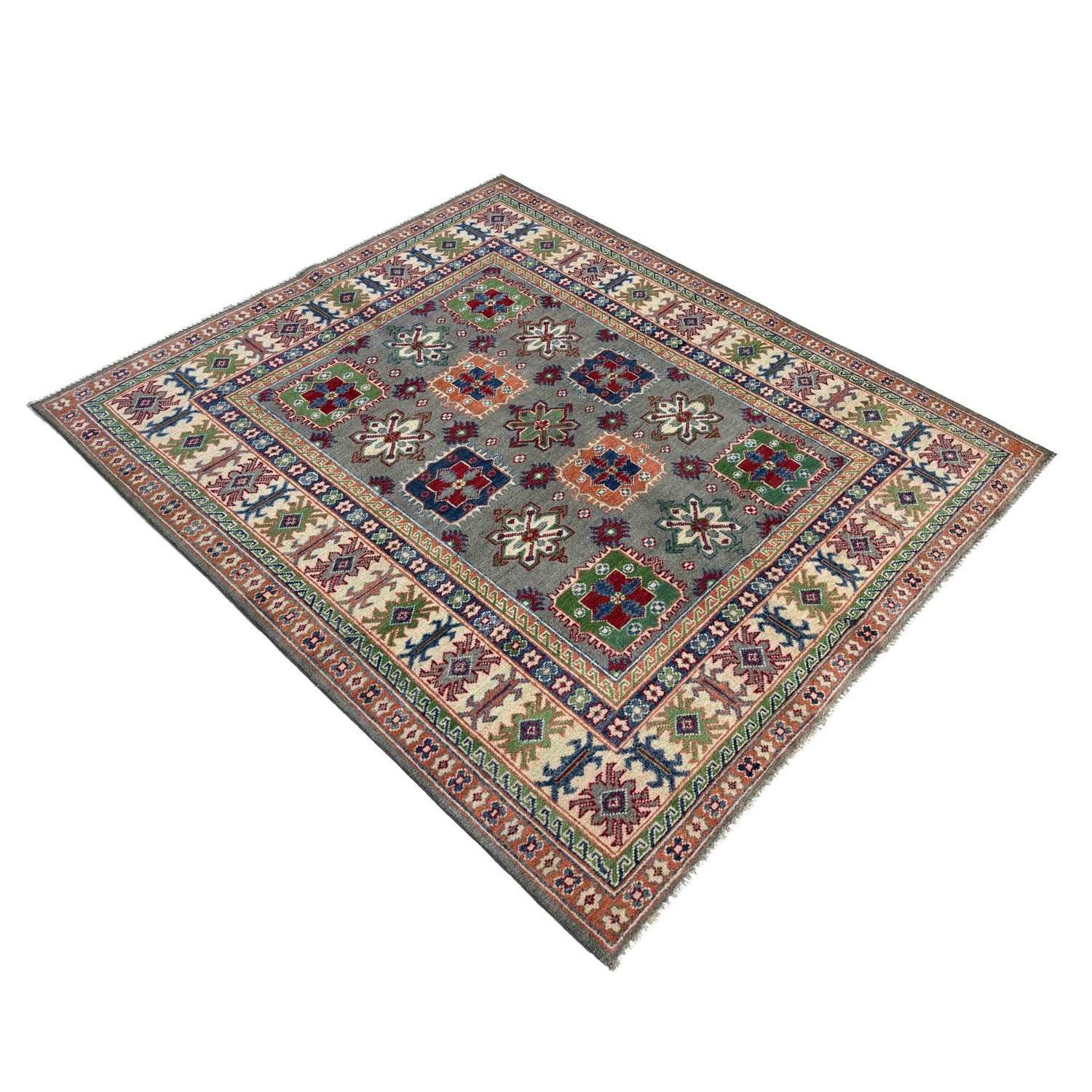Gray Color Kazak Rug 4' 11" x 6' 6" ft / 149 x 199 cm - No. R37365