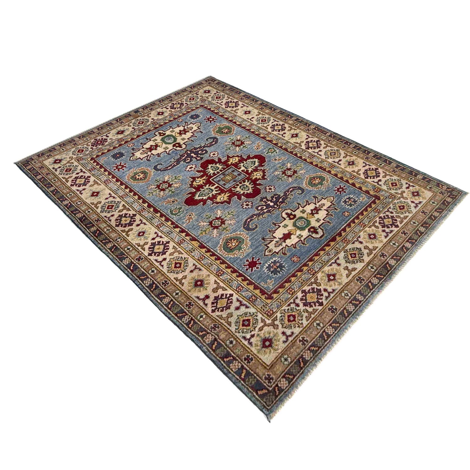Hand knotted Kazak Carpet 4' 0" x 5' 11" ft / 121 x 180 cm - No. R37367