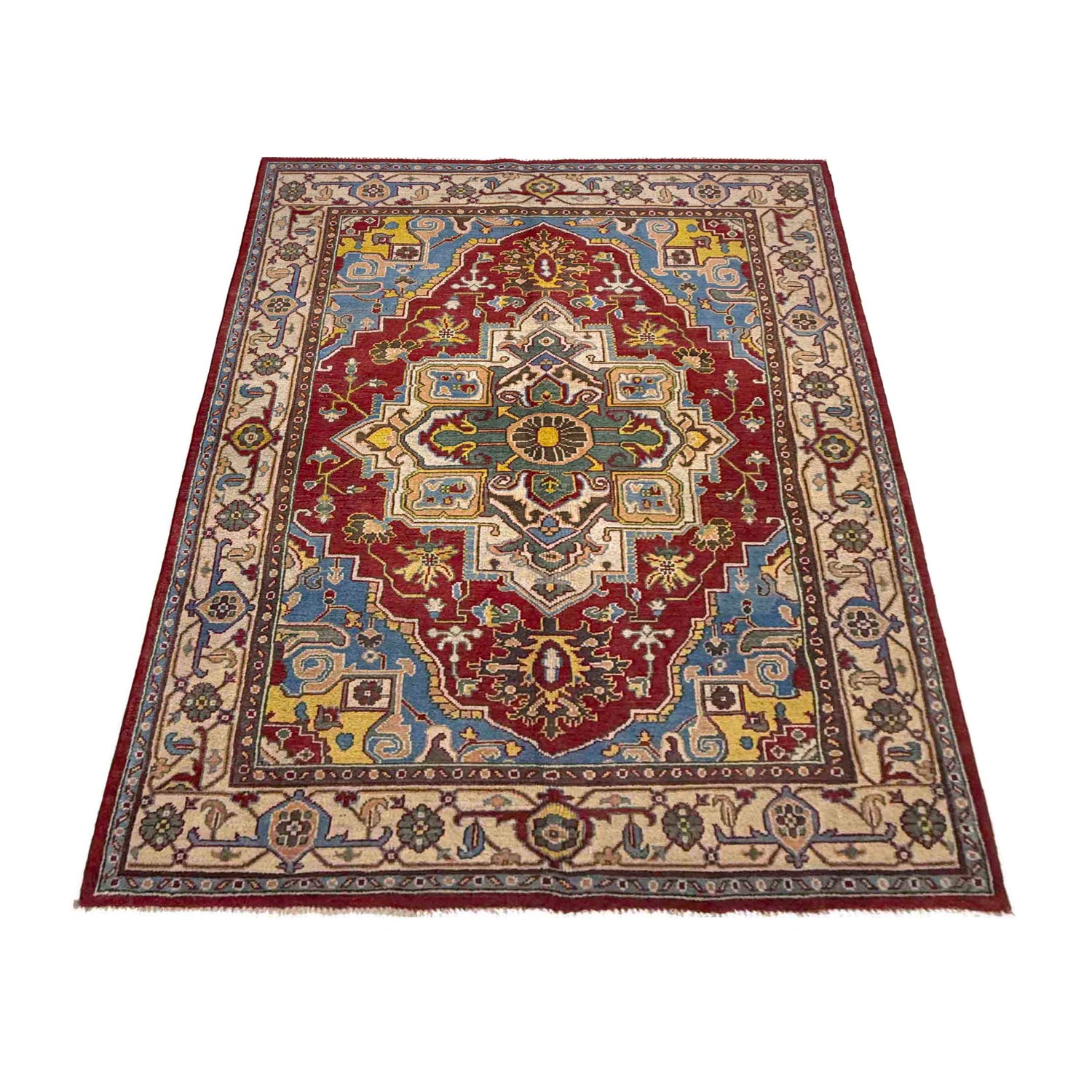 Hand Woven Heriz Design Carpet 4' 11" x 7' 8" ft / 150 x 233 cm - No. R37370