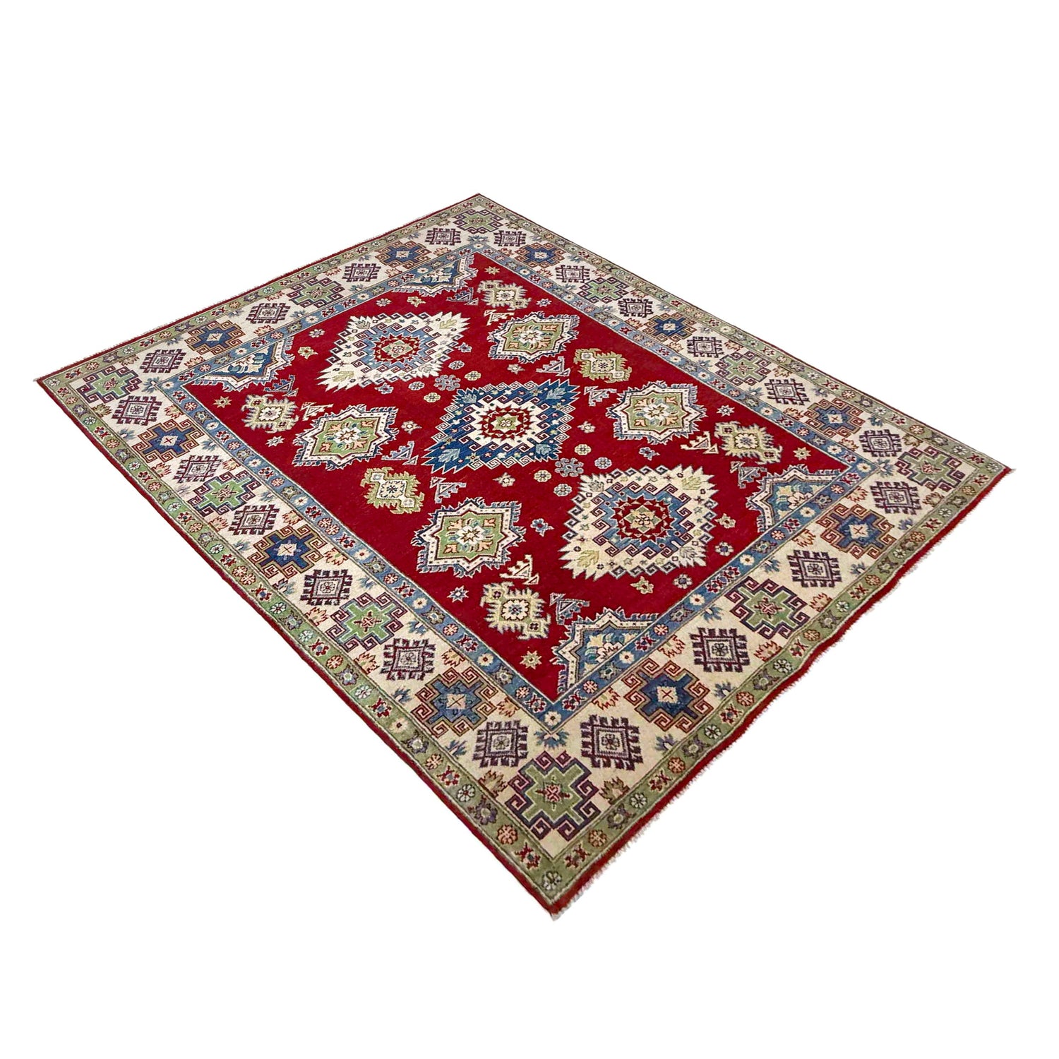 Hand Knotted Kazak Oriental Rug 5' 7" x 7' 10" ft / 169 x 238 cm - No. R37373