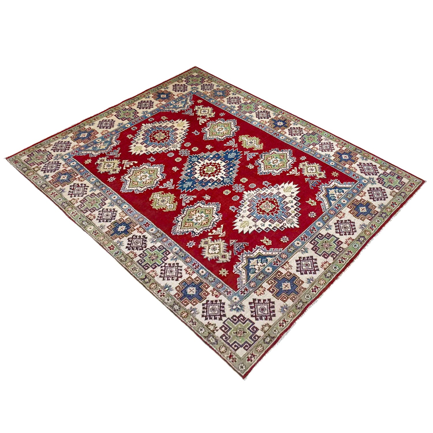 Hand Knotted Kazak Oriental Rug 5' 7" x 7' 10" ft / 169 x 238 cm - No. R37373
