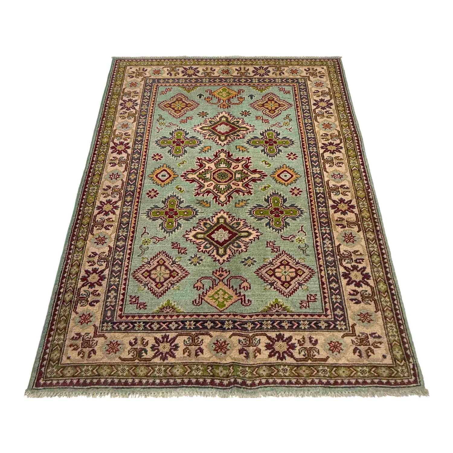 Hand Knotted Kazak Oriental Rug 3' 10" x 5' 10" ft / 116 x 178 cm - No. R37381