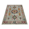 Hand knotted Kazak Carpet 4' 2" x 5' 8" ft / 126 x 173 cm - No. R37383