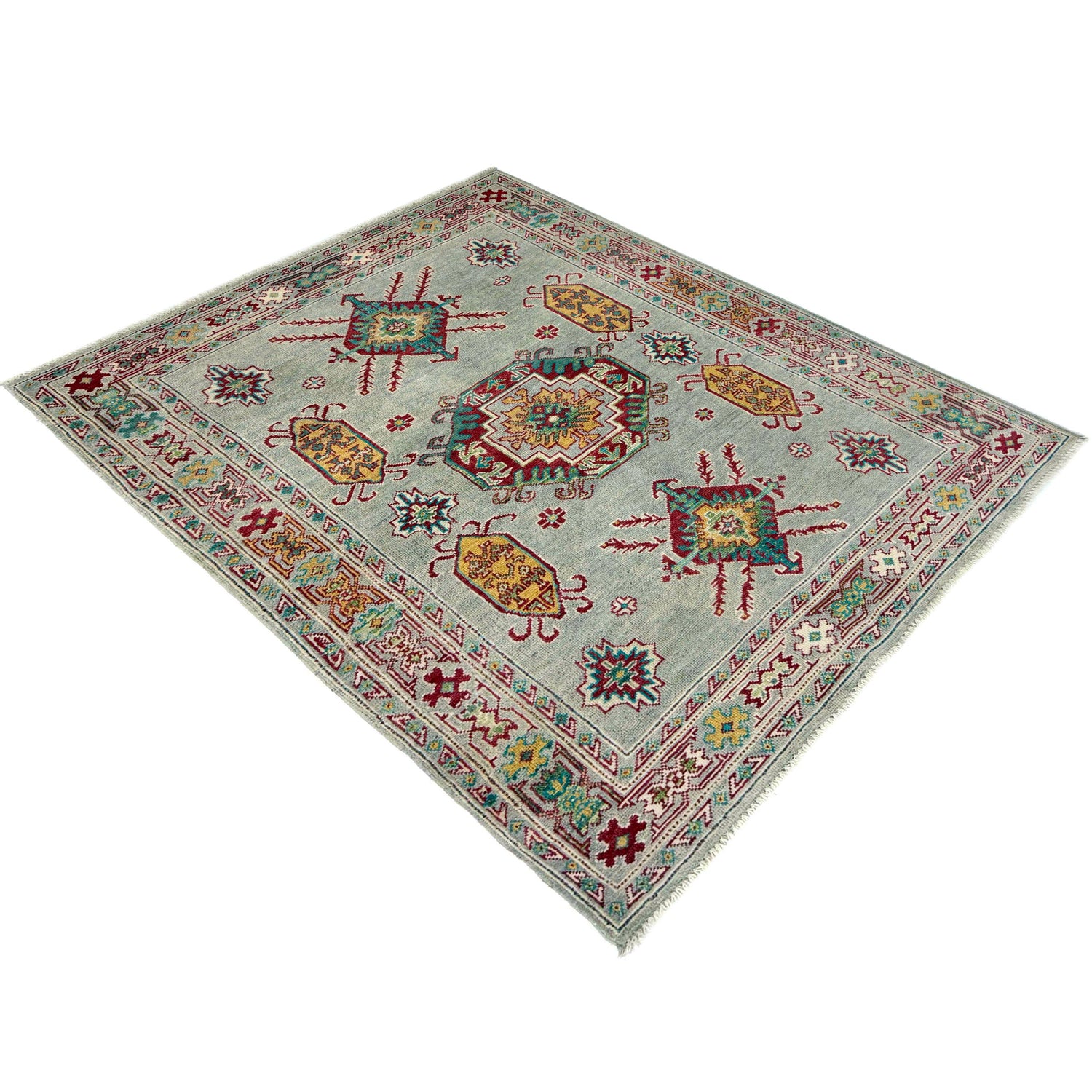 Hand knotted Kazak Carpet 4' 2" x 5' 8" ft / 126 x 173 cm - No. R37383