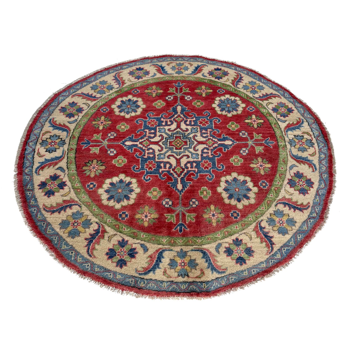 Hand Knotted Round Kazak Oriental Rug 4' 10" x 4' 11" ft / 148 x 150 cm - No. R37384