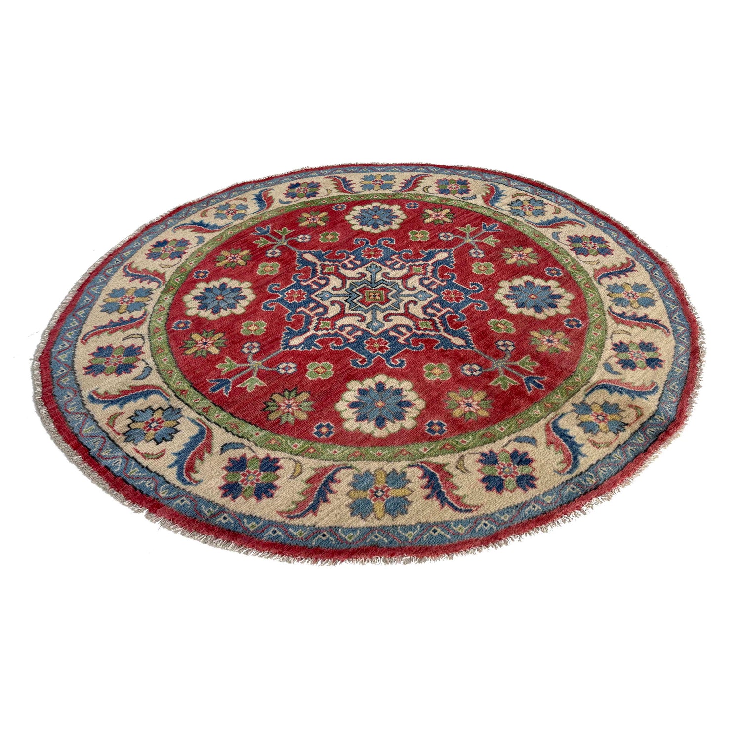 Hand Knotted Round Kazak Oriental Rug 4' 10" x 4' 11" ft / 148 x 150 cm - No. R37384