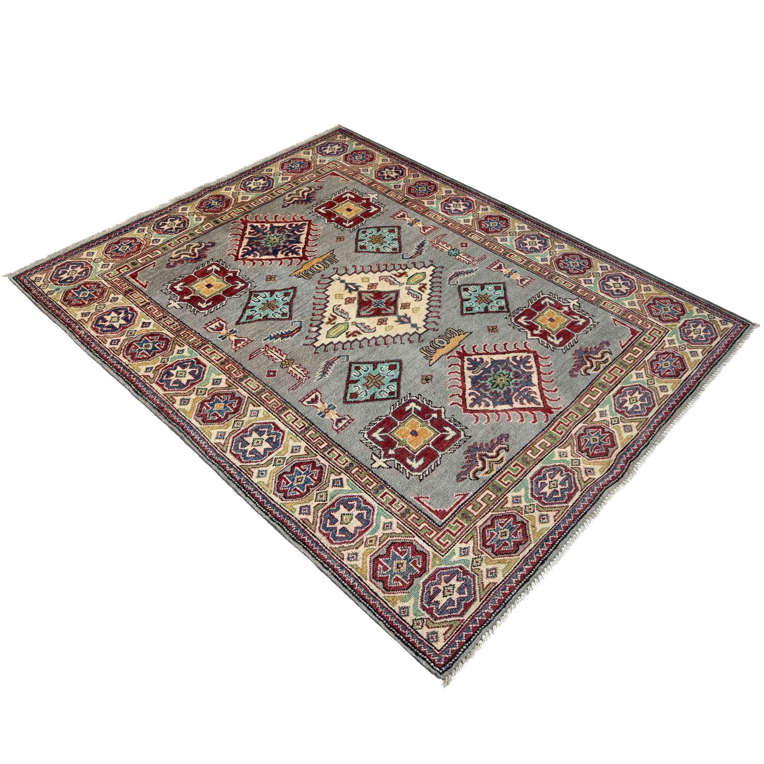 Hand Knotted Kazak Oriental Rug 4' 8" x 6' 5" ft / 141 x 195 cm - No. R37385