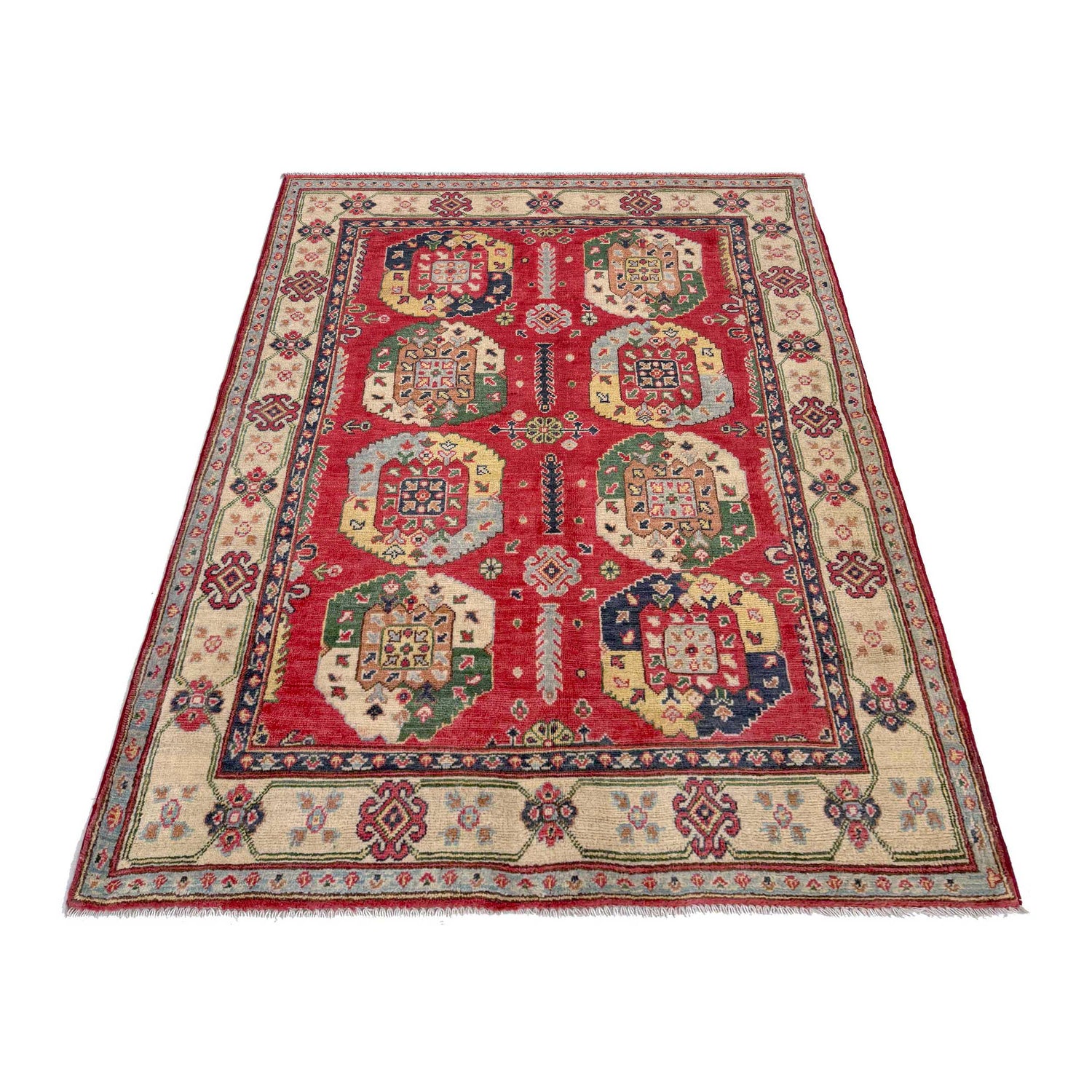 Oriental Kazak Rug 4' 0" x 5' 10" ft / 121 x 177 cm - No. R37386