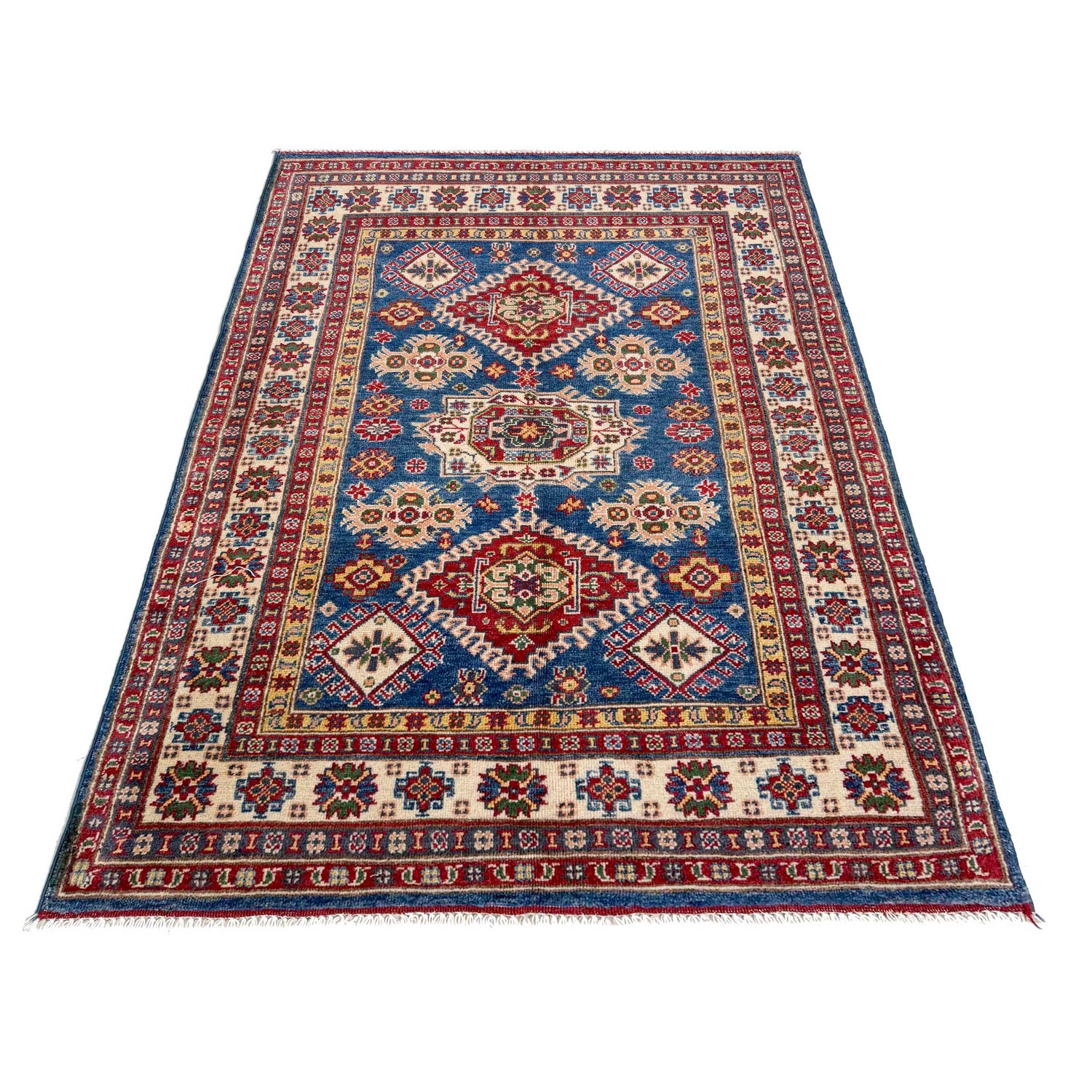 Hand knotted Kazak Carpet 3' 10" x 5' 10" ft / 117 x 177 cm - No. R37387