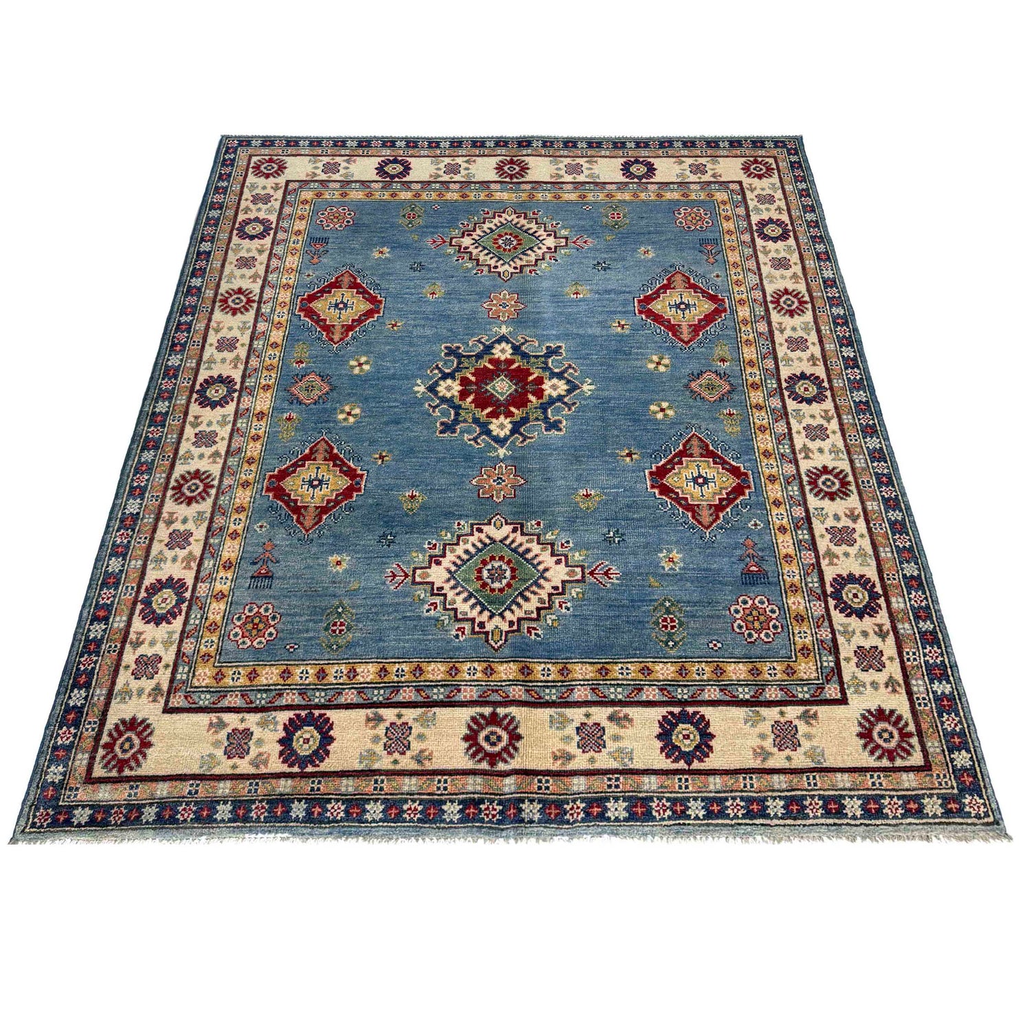 Blue Color Kazak Rug 4' 10" x 6' 2" ft / 148 x 187 cm - No. R37388