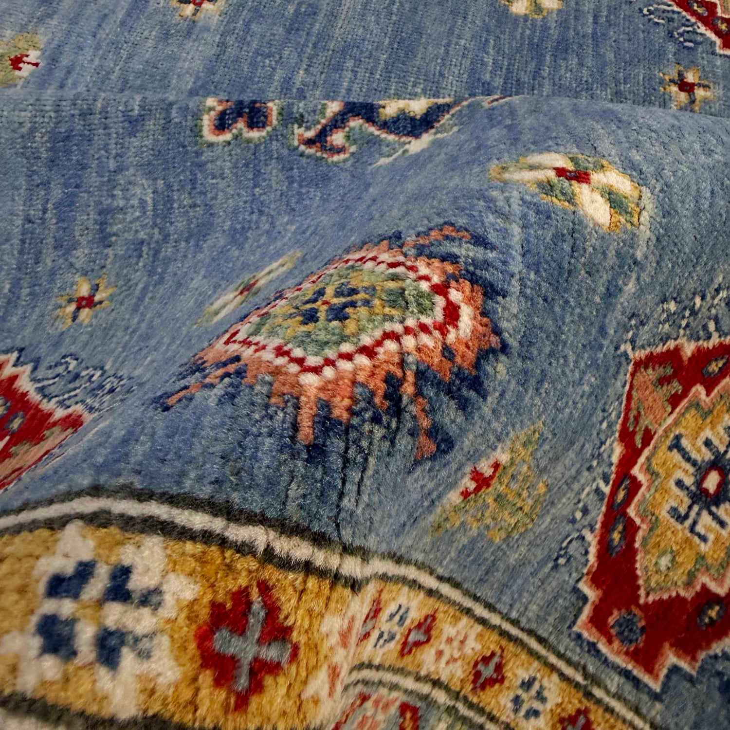 Blue Color Kazak Rug 4' 10" x 6' 2" ft / 148 x 187 cm - No. R37388