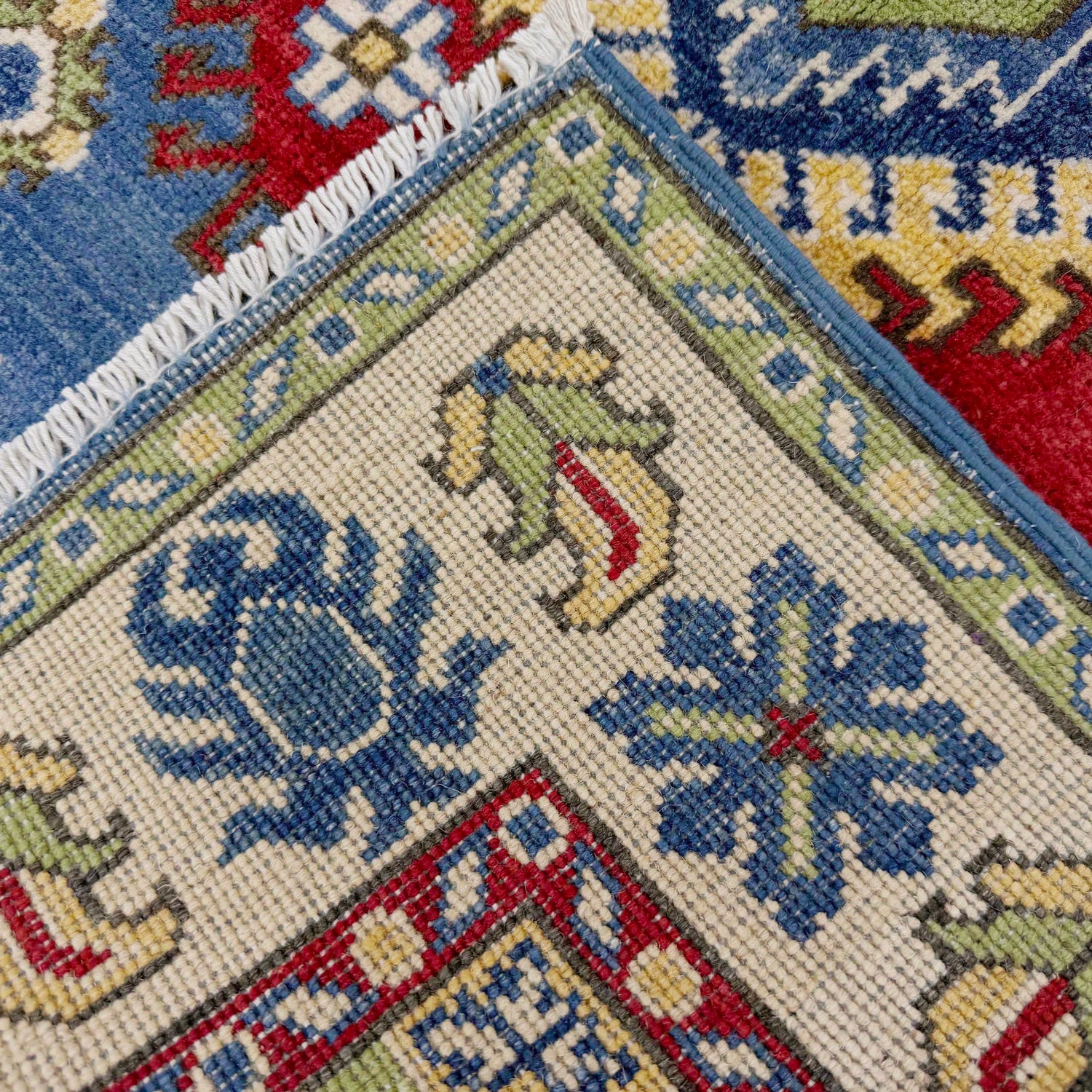 Handmade Kazak Area Rug 3' 10" x 5' 10" ft / 118 x 179 cm - No. R37389