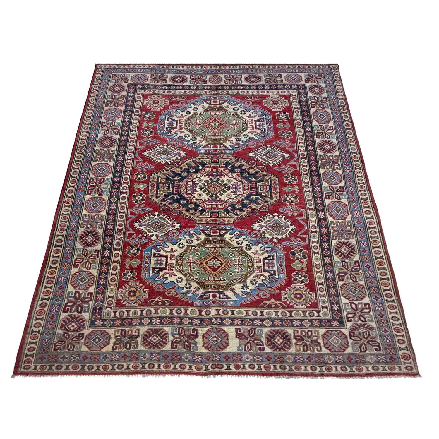 Hand knotted Kazak Carpet 4' 11" x 7' 3" ft / 151 x 220 cm - No. R37390