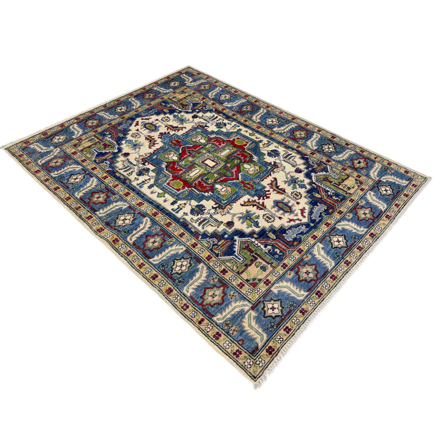 Multi Color Heriz Design Rug 4' 0" x 5' 8" ft / 122 x 173 cm - No. R37391